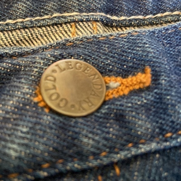 𝅺legendary Gold Men's Straight Leg Jeans with Frayed Hem Size 34 x 26.5 - Picture 5 of 14